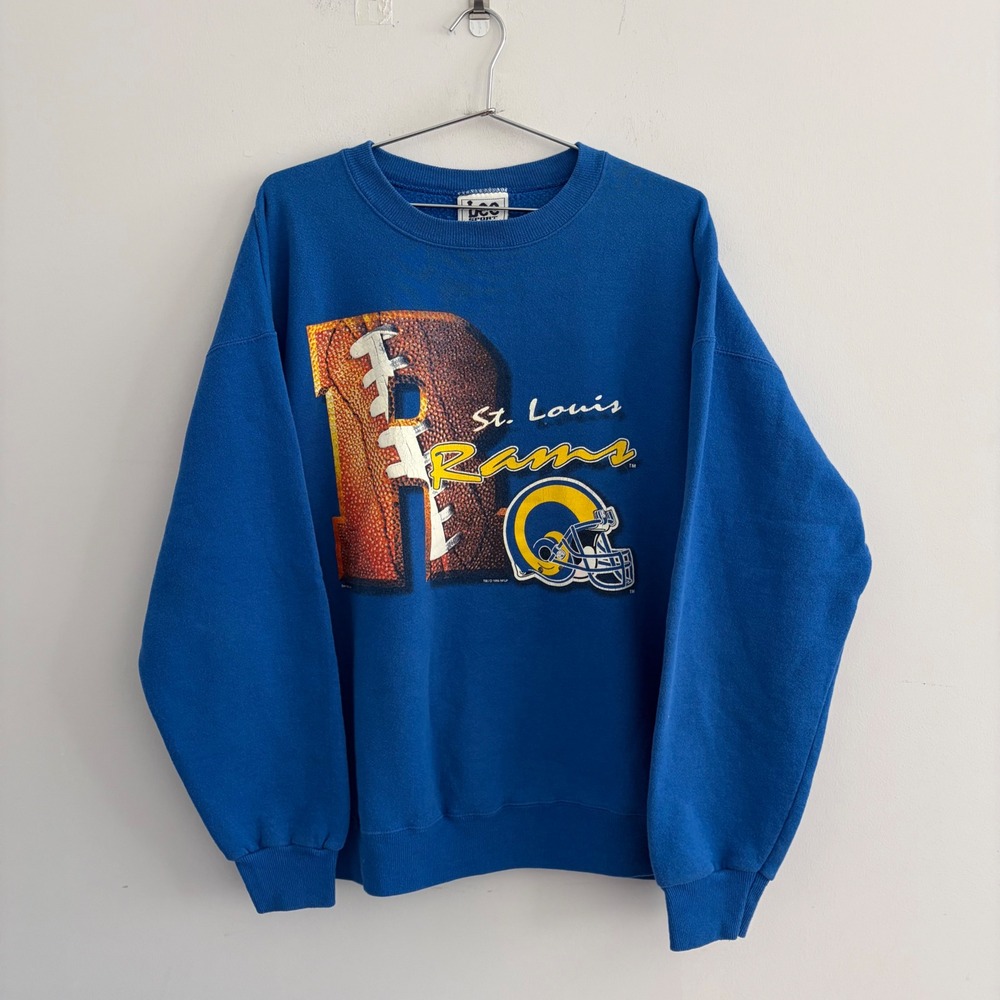 Vintage Lee Sport St Louis Rams Sweatshirt XL Blue 1996 NFL Football Mens